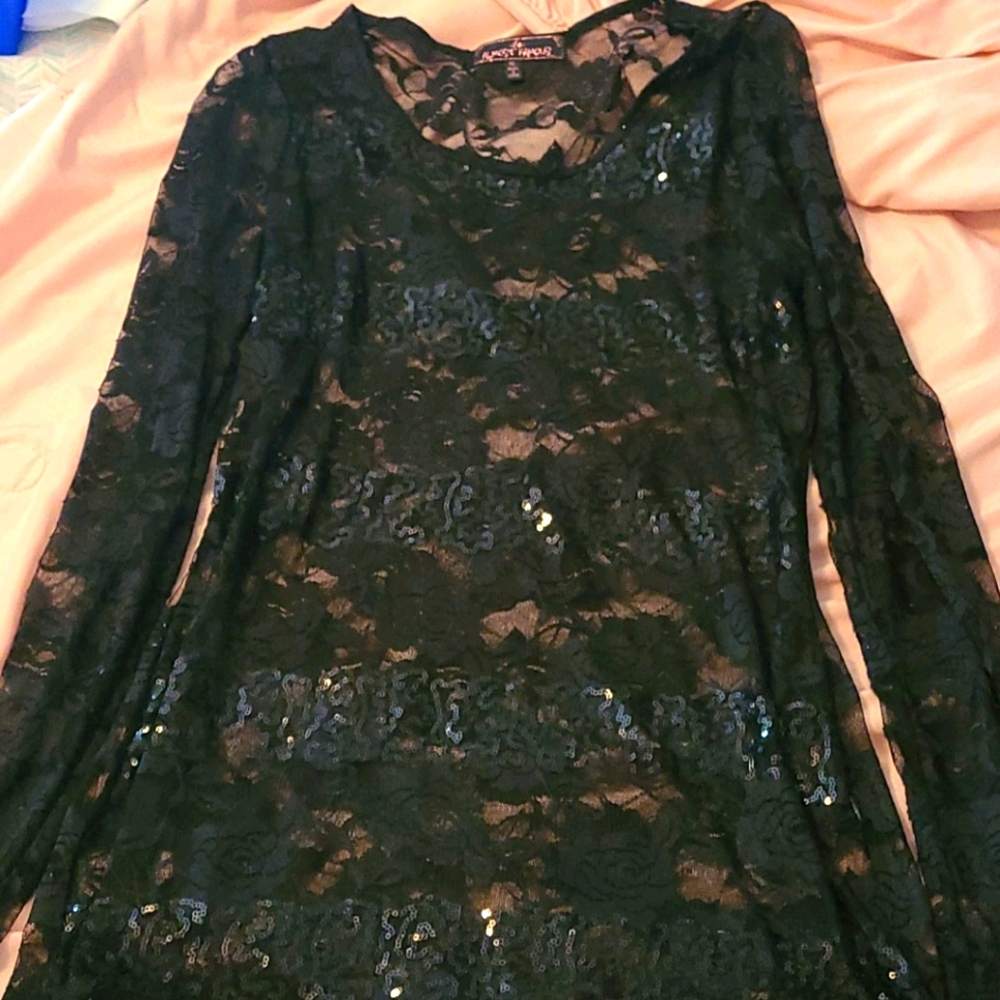 Black Lace Top/ Long Sleeve